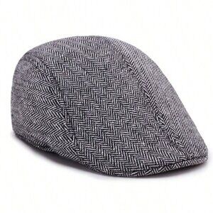 Gray Men’s Herringbone Ivy Flat Cap Classic Newsboy Driving Golf Hat Newsboy